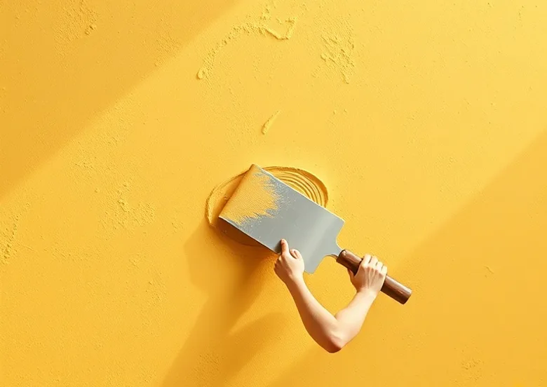 Application d'un enduit décoratif à la lisseuse sur un mur