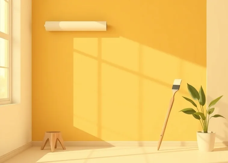 Pose de papier peint, rouleau et brosse à maroufler
